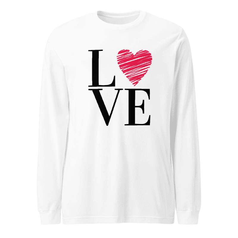 Love Heart Graphic Tee, Long Sleeve, and Sweatshirt
