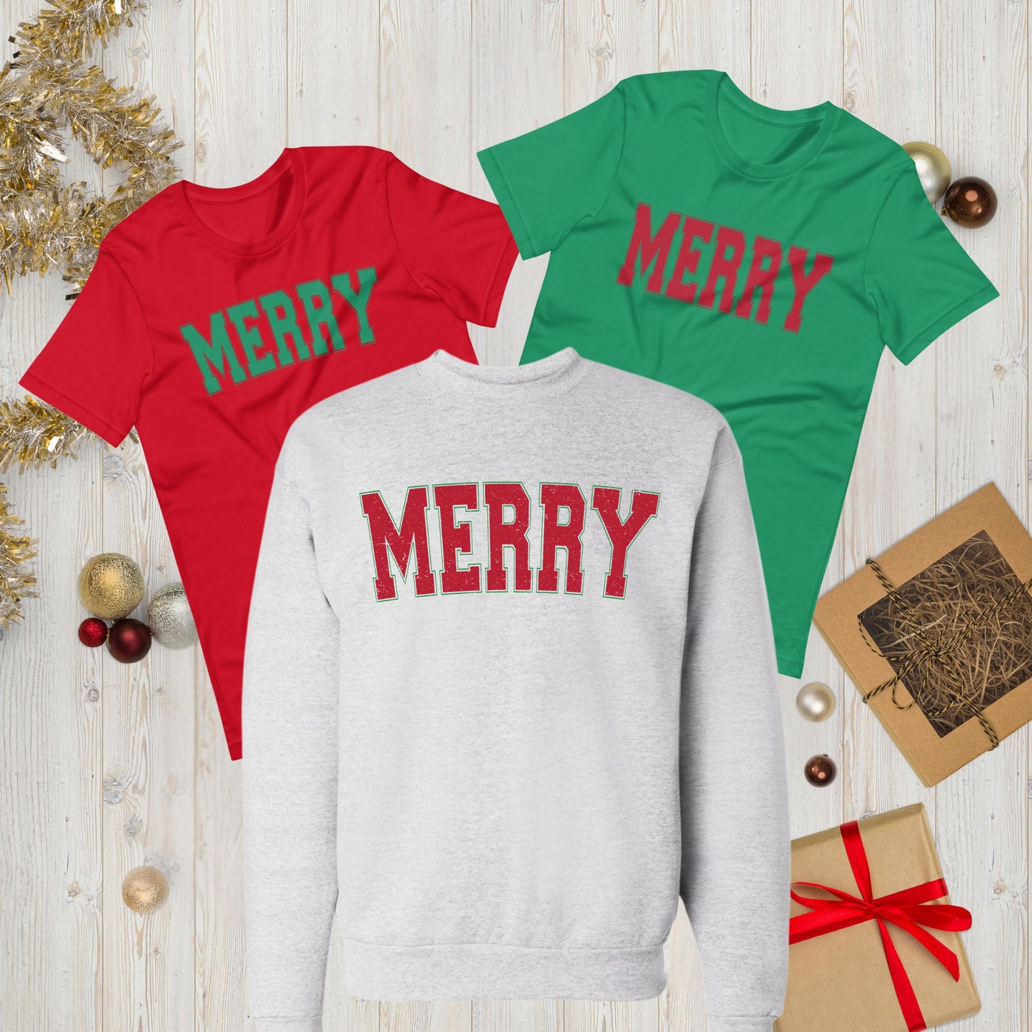 "MERRY" Christmas Sweatshirt & T-Shirt Collection