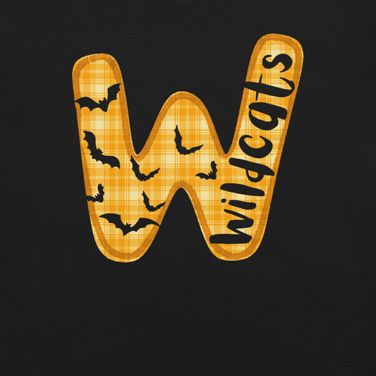Piedmont Wildcats Teacher Shirt | Orange Plaid & Bats Graphic Tee