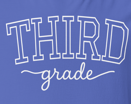 “Third Grade” Teacher T-Shirt – Flo Blue